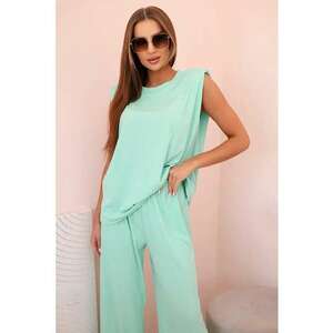 Set de bluza fara maneci si pantaloni cu croiala dreapta - imagine