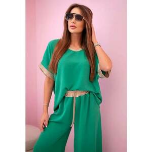 Set de bluza si pantaloni cu garnituri decorative - imagine