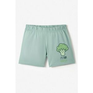Pantaloni sscurti din bumbac cu imprimeu brocoli imagine