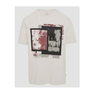 Tricou barbati cu imprimeu abstract in partea din fata - Crem - imagine