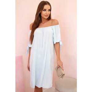 Rochie midi cu decolteu pe un umar si funde - imagine