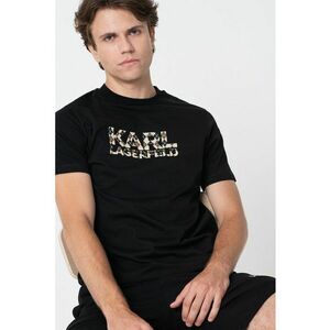 Tricou cu decolteu la baza gatului si imprimeu logo imagine