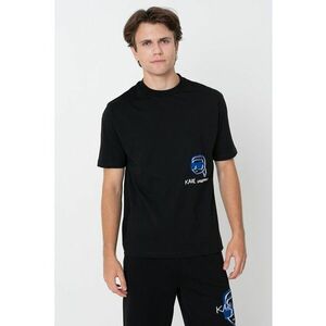 Tricou din bumbac cu decolteu la baza gatului si logo imagine