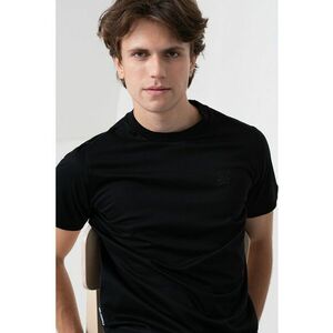 Tricou uni din bumbac cu decolteu la baza gatului imagine