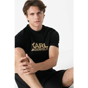 Tricou cu decolteu la baza gatului si imprimeu logo imagine