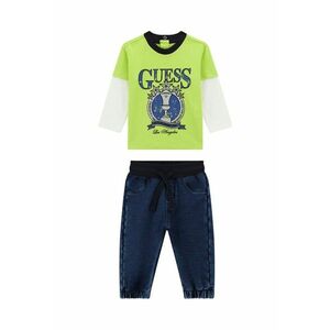 Set de bluza cu imprimeu logo si blugi - 2 piese imagine