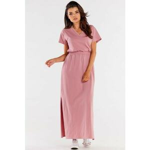 Rochie maxi cu maneci scurte si insertie elastica in talie imagine