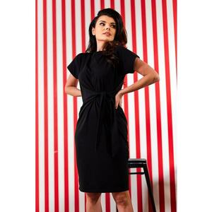 Rochie mid din bumbac cu prindere frontala - imagine