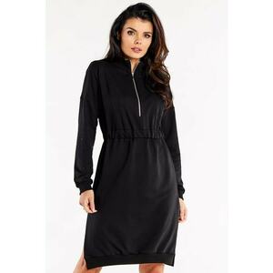 Rochie-hanorac din bumbac cu fermoar si slituri laterale imagine