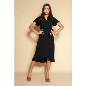 Rochie midi cu prindere laterala si model petrecut - imagine