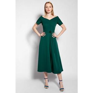 Rochie midi cu partea de jos evazata si model uni - imagine