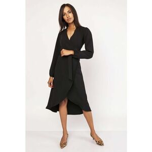 Rochie midi cu model petrecut si maneci lungi - imagine