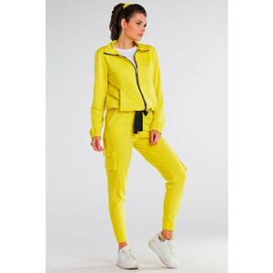 Pantaloni de bumbac cu talie medie - snur si buzunare cargo imagine
