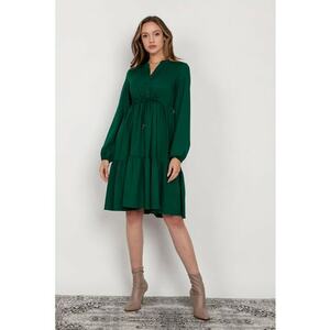 Rochie midi cu maneci lungi cu elastic - imagine