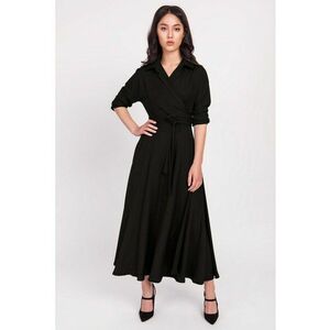 Rochie maxi cu model petrecut si maneci 3/4 - imagine