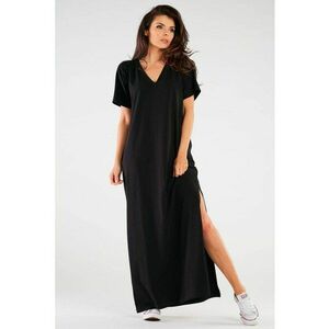 Rochie maxi de bumbac cu maneci scurte - imagine