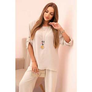 Set de bluza lejera cu colier si pantaloni - imagine