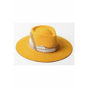 Palarie unisex cu piele si snur - lana - galben ars imagine