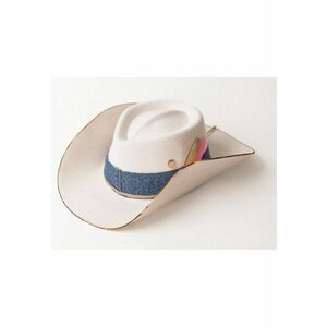 Palarie cowboy unisex din lana - cu detaliu din denim imagine