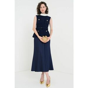 Rochie midi din amestec de lana cu design 2in1 imagine