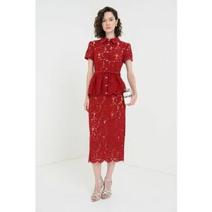 Rochie midi din dantela cu detaliu volane imagine