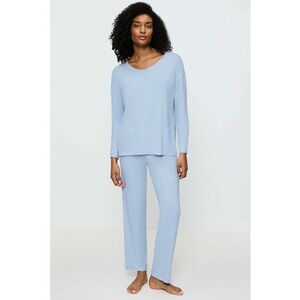 Pijama din amestec de modal cu pantaloni lungi imagine