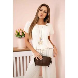 Set de bluza plisata si pantaloni cu snur - imagine