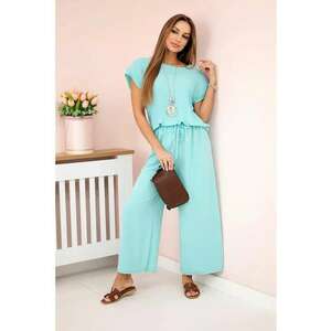 Set de bluza plisata si pantaloni cu snur - imagine
