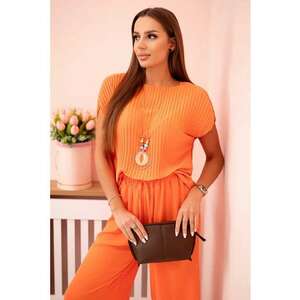 Set de bluza plisata si pantaloni cu snur - imagine