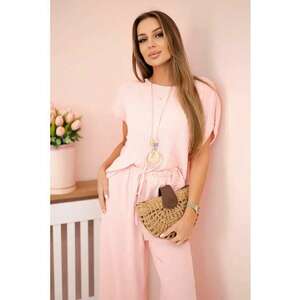 Set de bluza plisata si pantaloni cu snur - imagine