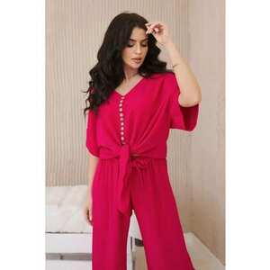 Set de bluza cu nod frontal si pantaloni - imagine
