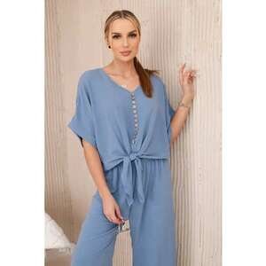 Set de bluza cu nod frontal si pantaloni - imagine