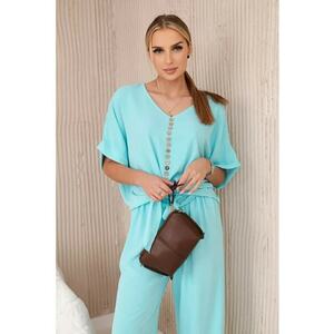 Set de bluza cu nod frontal si pantaloni - imagine