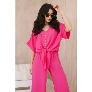 Set de bluza cu nod frontal si pantaloni - imagine
