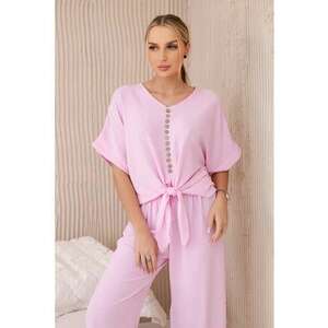 Set de bluza cu nod frontal si pantaloni - imagine