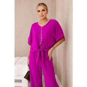 Set de bluza cu nod frontal si pantaloni - imagine