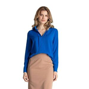Bluza eleganta M621 - albastru safir - maneca lunga - poliester/elastan imagine