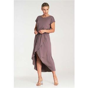 Rochie midi asimetrica M1041 - culoare maro - viscoza imagine