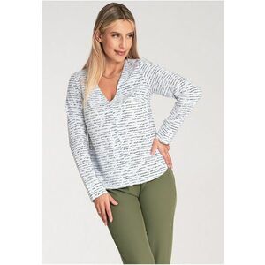 Bluza dama - Poliester/Elastan - Maneca lunga - Alb/Negru imagine