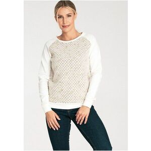 Hanorac dama M1046 - ecru - bumbac/elastan - fara gluga - design modern imagine