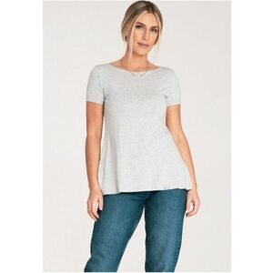 Bluza dama asimetrica - cu volane - gri deschis - poliester imagine