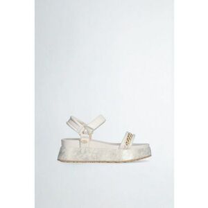Sandale wedge de piele ecologica cu lant decorativ imagine