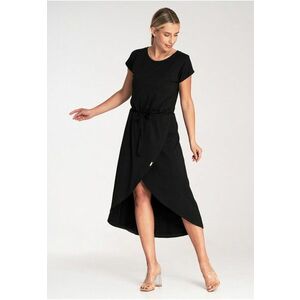 Rochie midi asimetrica - viscoza - negru imagine