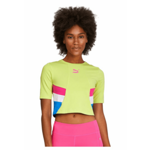 Tricou crop cu aspect colorblock Retro - imagine