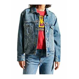Jacheta din denim cu aspect decolorat - imagine