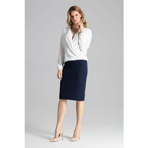 Bluza dama eleganta - Maneca lunga - Poliester/Elastan - Ecru imagine