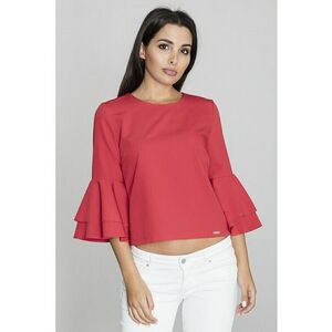 Bluza dama - Cu volane - Poliester/Viscoza - Rosu imagine