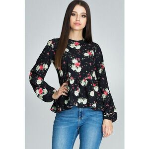 Bluza dama - Cu flori - Poliester/Elastan - Cu volane - Multicolor imagine