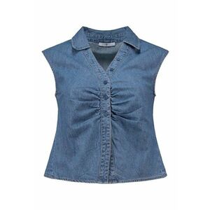 Bluza din denim cu decolteu in V - fara maneci imagine