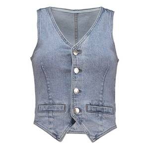 Vesta din denim cu decolteu in V imagine